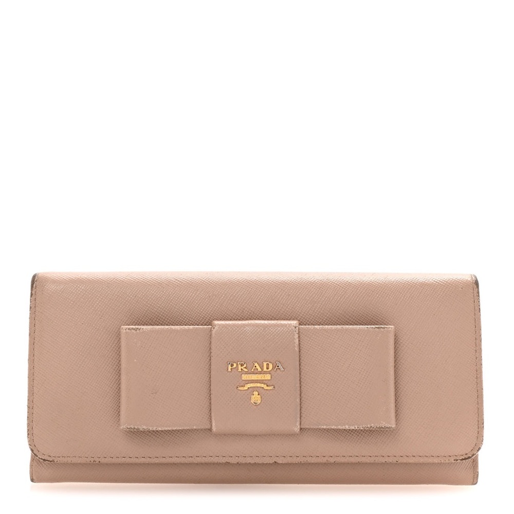 PRADA Saffiano Fiocco Bow Continental Wallet